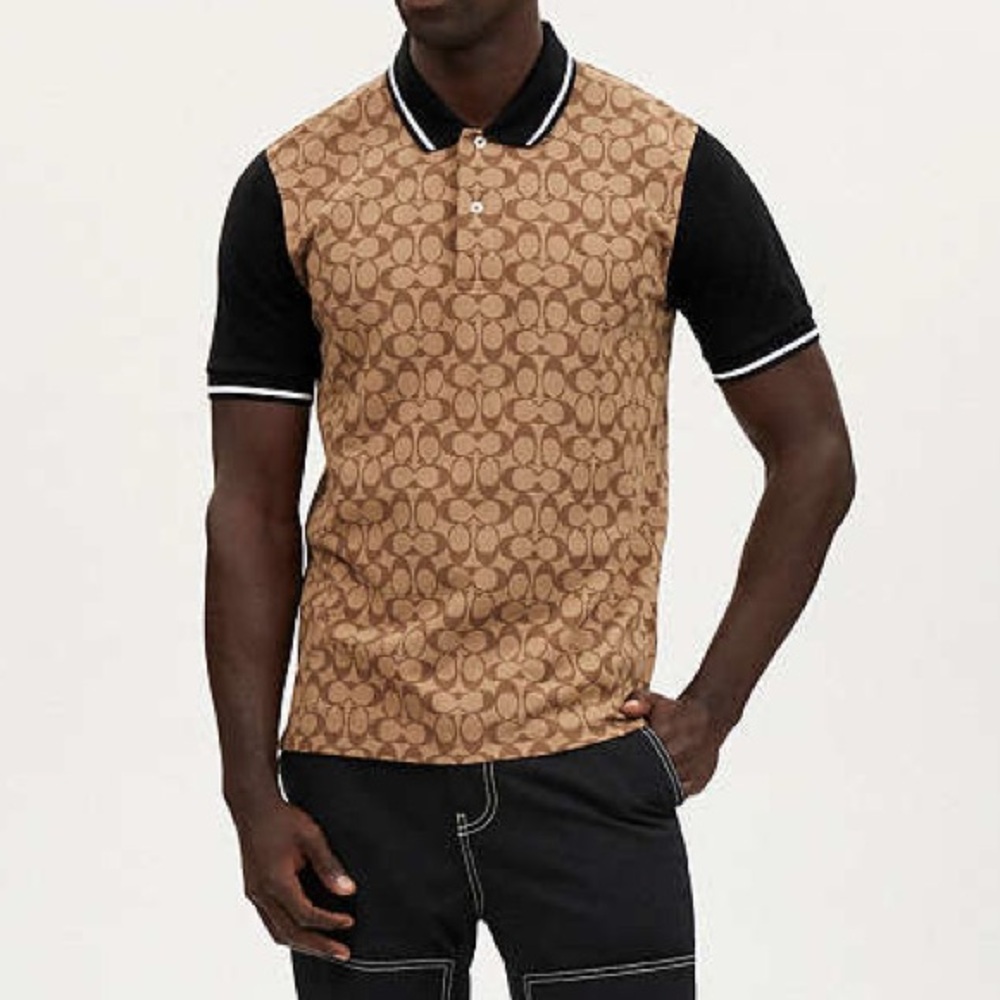 COACH SIGNATURE POLO BLACK/TAN - M